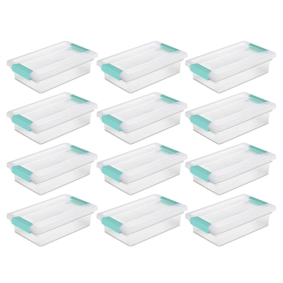 Sterilite Small Clip Box Clear Storage Tote Container w/ Lid, (12 Pack)