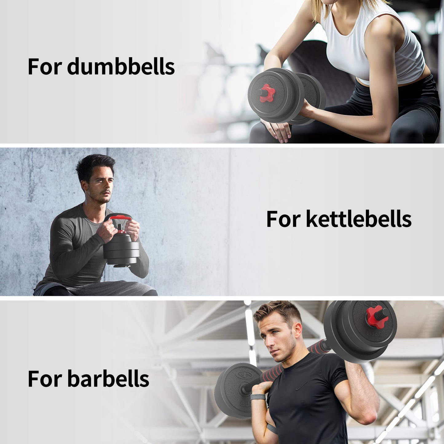 40LB 5 in 1 Adjustable Dumbbell Set , Fitness Exercises for Home Gym, Black, 1-inch Holes Fit Standard Sized Bar