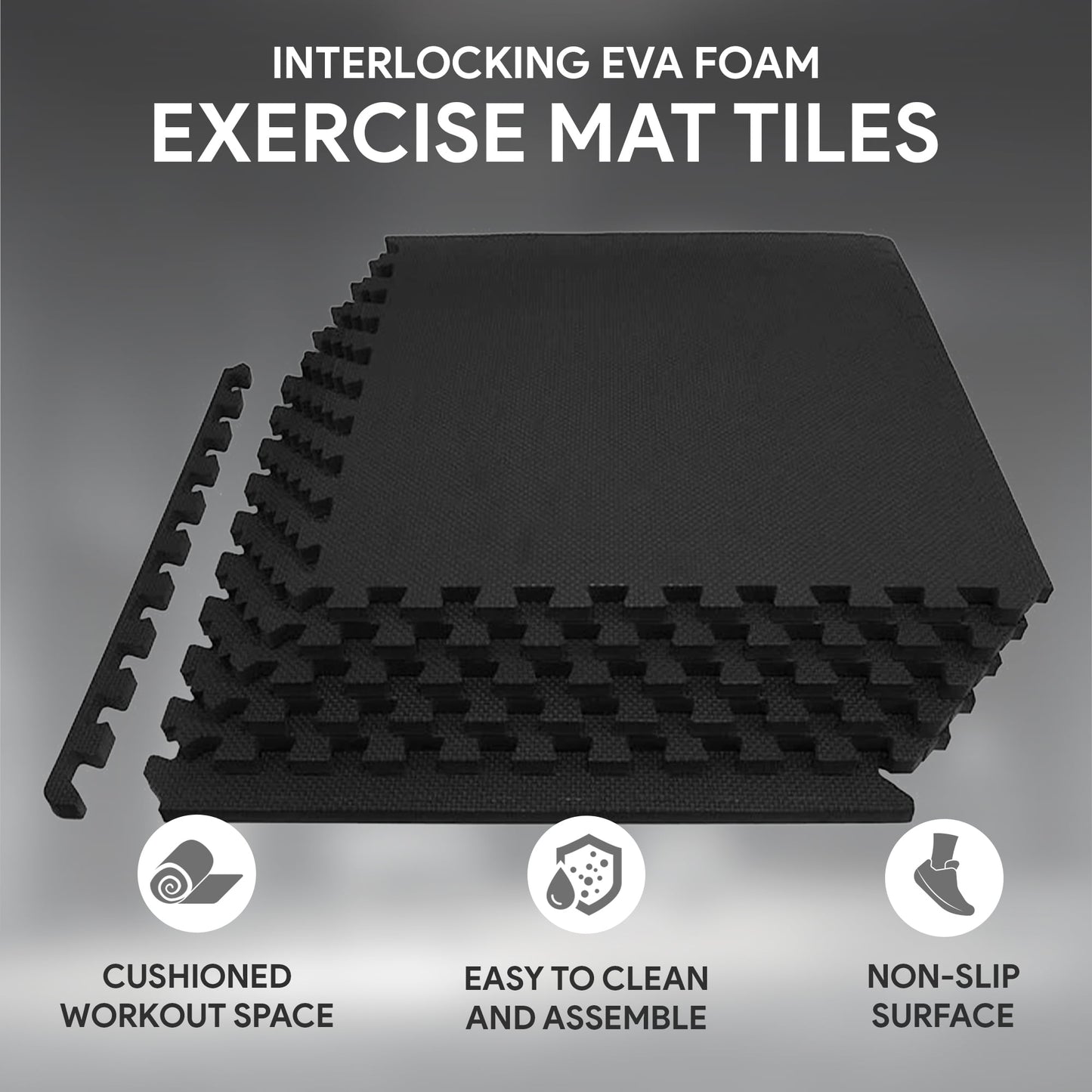 Extra Thick Puzzle Exercise Mat with EVA Foam Interlocking Tiles for MMA, Exercise, Gymnastics, and Home Gym Protective Flooring in Black