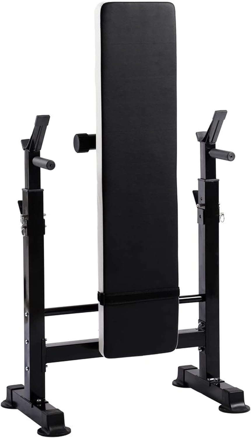 Steel Weight Bench w/ Squat Rack in Multiple Colors, 400 lb User Capacity - Foldable Home Gym Equipment for Range of Workouts w/ 6-Position Barbell Holder & Adjustable Seat and Recliner