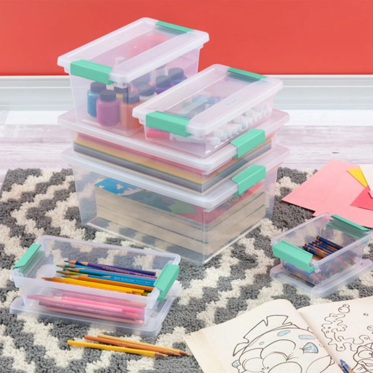 Sterilite Small Clip Box Clear Storage Tote Container w/ Lid, (12 Pack)