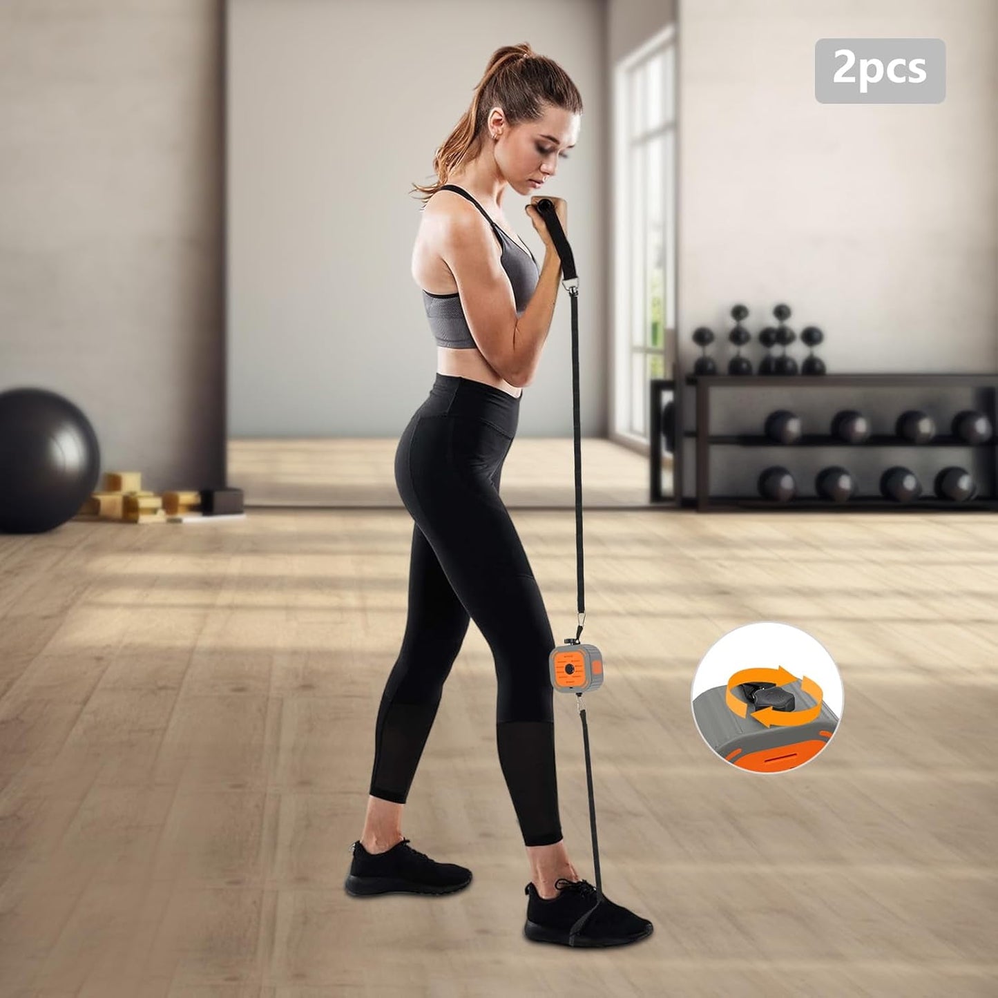 Portable Exercise Bands Set, Adults Home Gym Fitness Equipment Resistance Bands with Handles and Adjustable Resistance Pump Strength Training Workout Bands for Full Body Orange