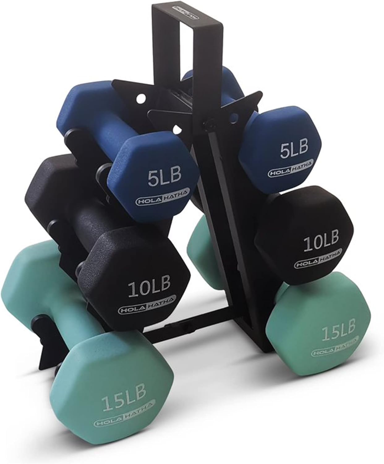 2, 3, 5, 8, and 10 Pound Neoprene Dumbbell Free Hand Weight Set with Rack, Ideal for Home Exercises to Gain Tone and Definition, Pastel
