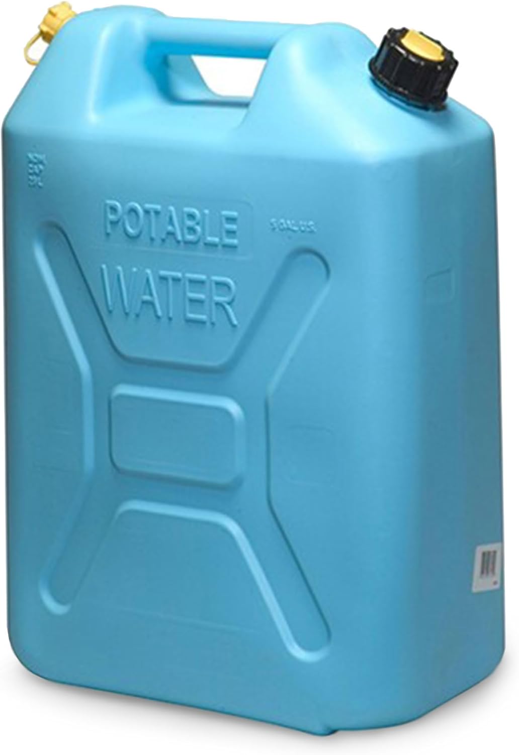 Portable Plastic Military Style Food Grade 5 Gal Water Jug Container with Reversible Spout for Camping & Emergency Storage, Blue