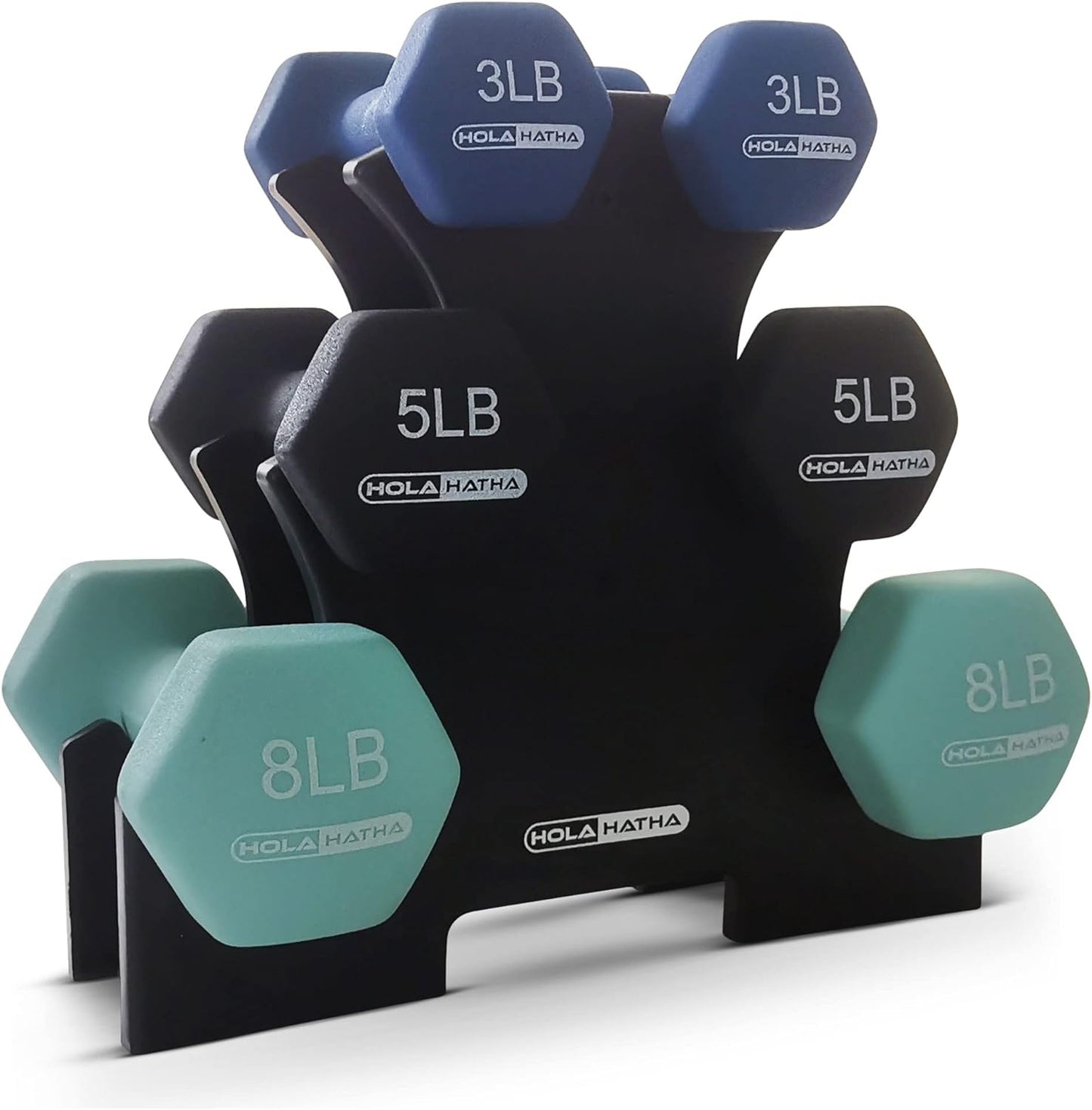 2, 3, 5, 8, and 10 Pound Neoprene Dumbbell Free Hand Weight Set with Rack, Ideal for Home Exercises to Gain Tone and Definition, Pastel