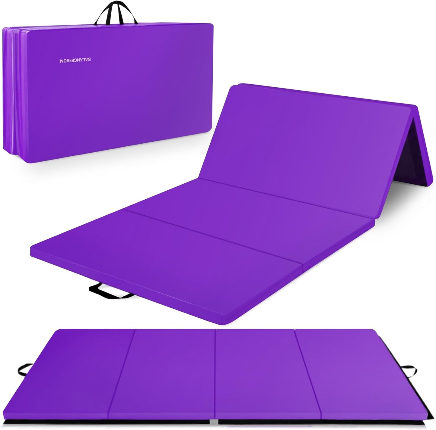Folding Gymnastics Mat, Thick Home Gym Floor Tumbling Equipment, Pink - Portable Exercise and Workout Pad for Pilates, Aerobics, and Martial Arts Fitness Training