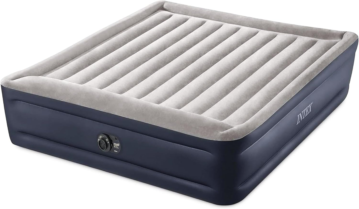 Intex 64131ED Dura-Beam Plus Deluxe Pillow: Fiber-Tech – Twin Size – Built-in Electric Pump – 16.5in Bed Height – 300lb Weight Capacity