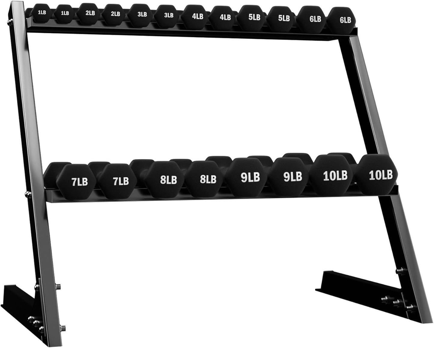 Rubber Coated Hex Dumbbell Weight Set with Storage Rack, 100LB or 150LB or 200LB Set, 5-20 lbs or 5-25 lbs or 10-30 lbs Pairs