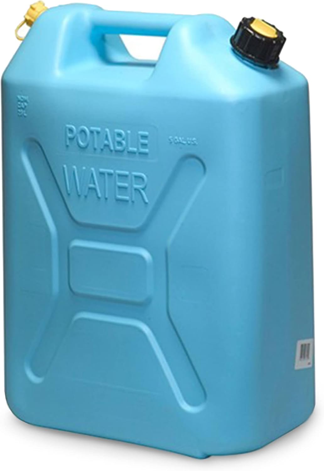 Portable Plastic Military Style Food Grade 5 Gal Water Jug Container with Reversible Spout for Camping & Emergency Storage, Blue