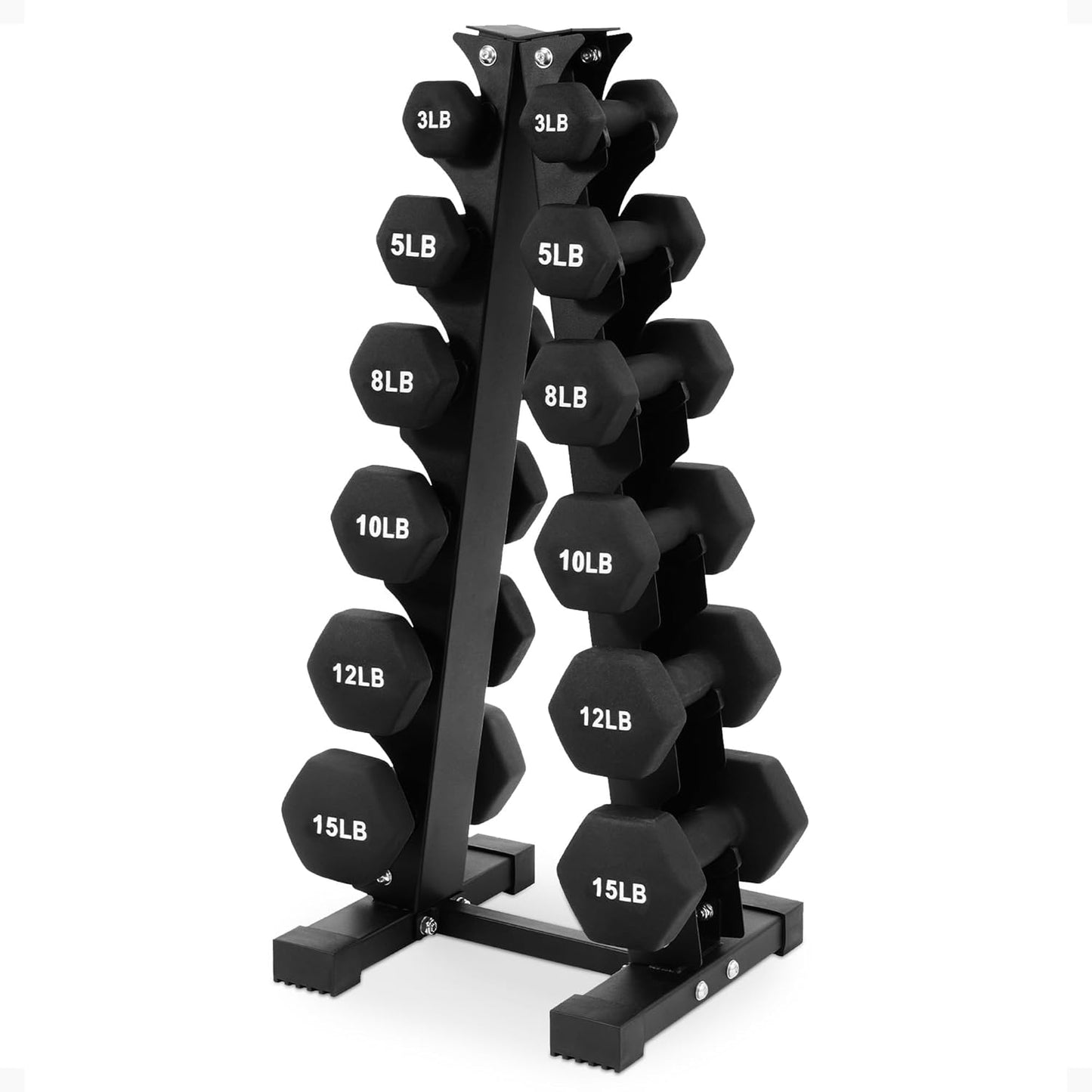 Rubber Coated Hex Dumbbell Weight Set with Storage Rack, 100LB or 150LB or 200LB Set, 5-20 lbs or 5-25 lbs or 10-30 lbs Pairs