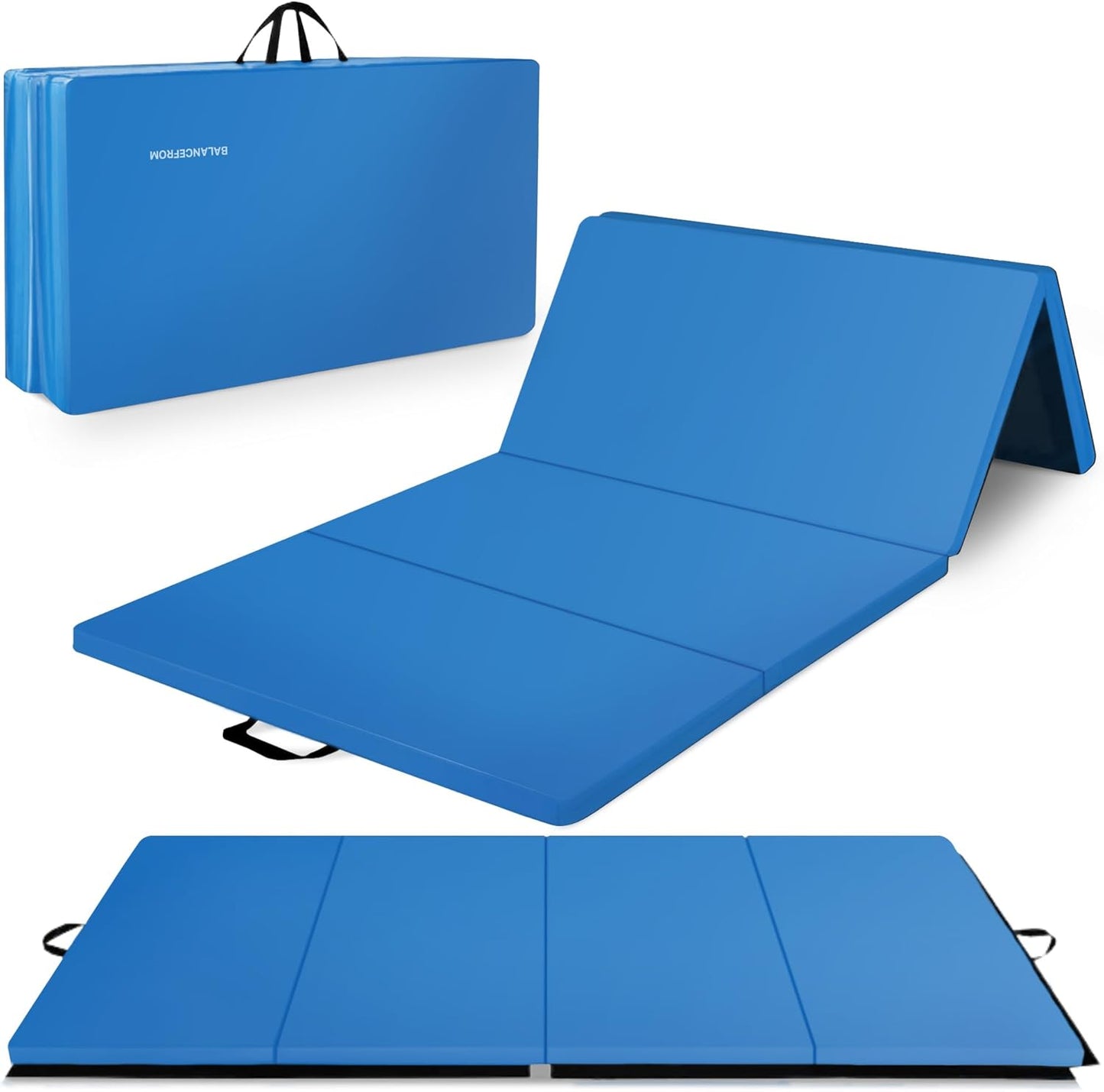 Folding Gymnastics Mat, Thick Home Gym Floor Tumbling Equipment, Pink - Portable Exercise and Workout Pad for Pilates, Aerobics, and Martial Arts Fitness Training