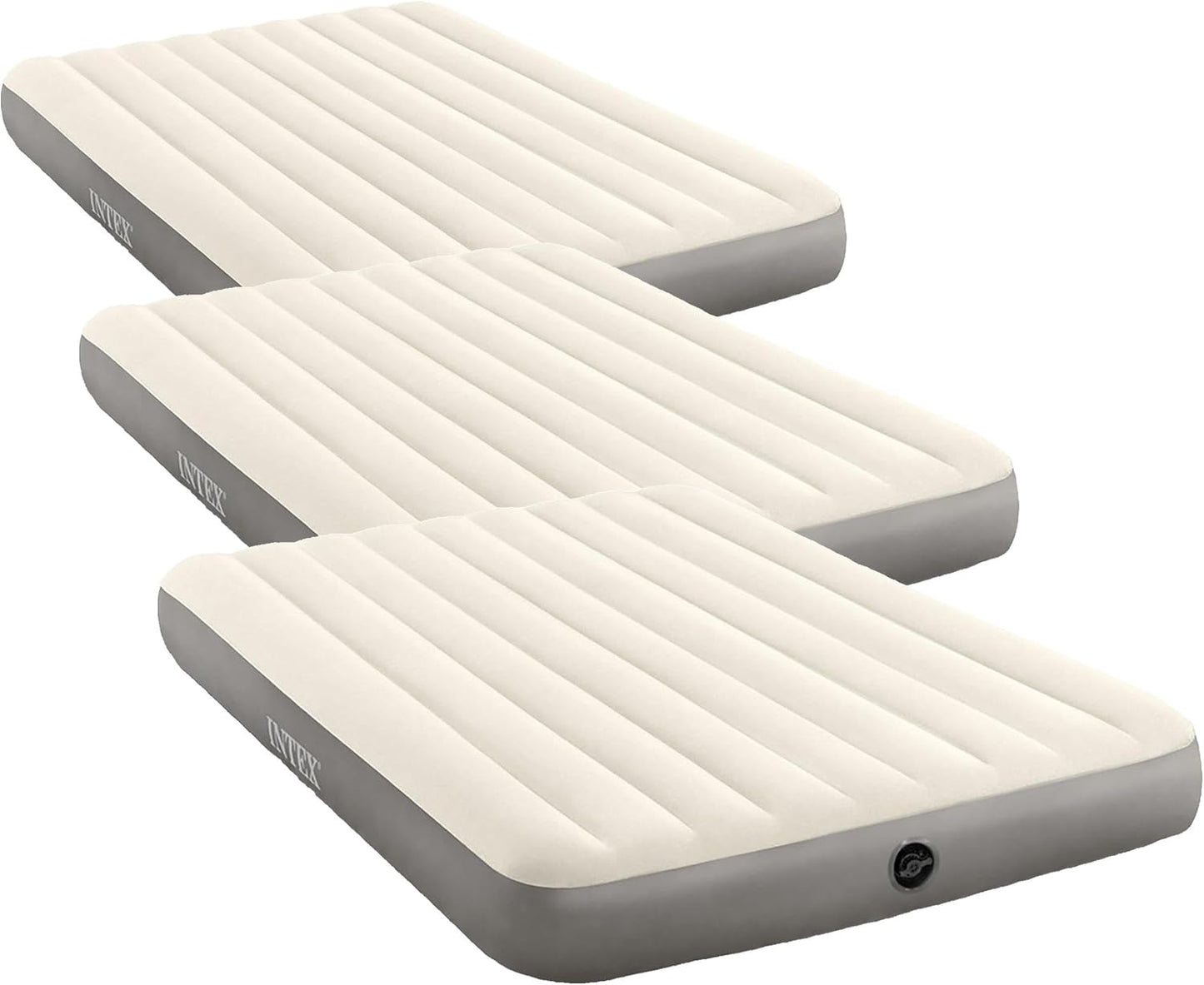 Intex 64101E Dura-Beam Standard Single-High Air Mattress: Fiber-Tech – Twin Size – 10in Bed Height – 300lb Weight Capacity – Pump Sold Separately