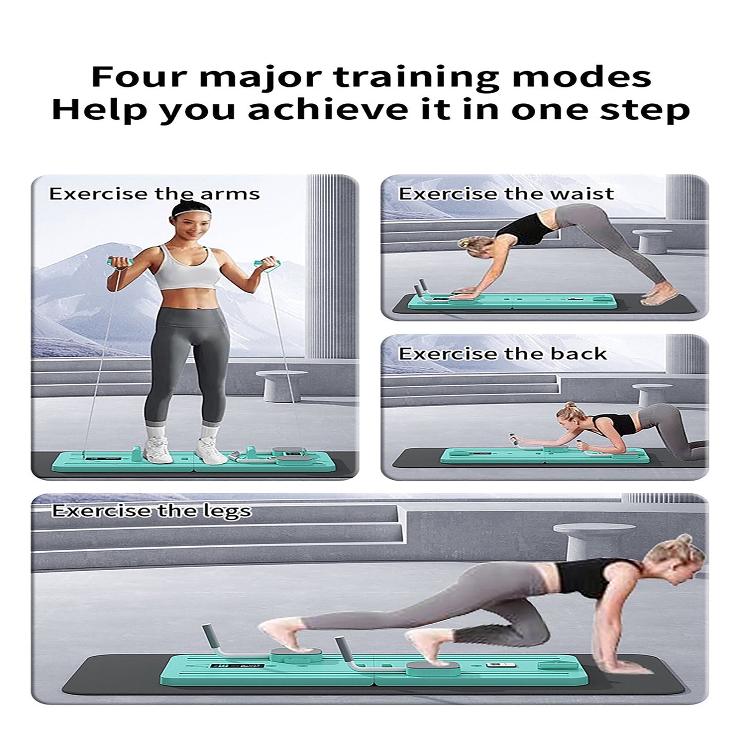 Multi-Function Compact Core & Ab Trainer, Full-Body Workout Reformer for Home Gym, 4-in-1 Fitness Equipment (Purple)