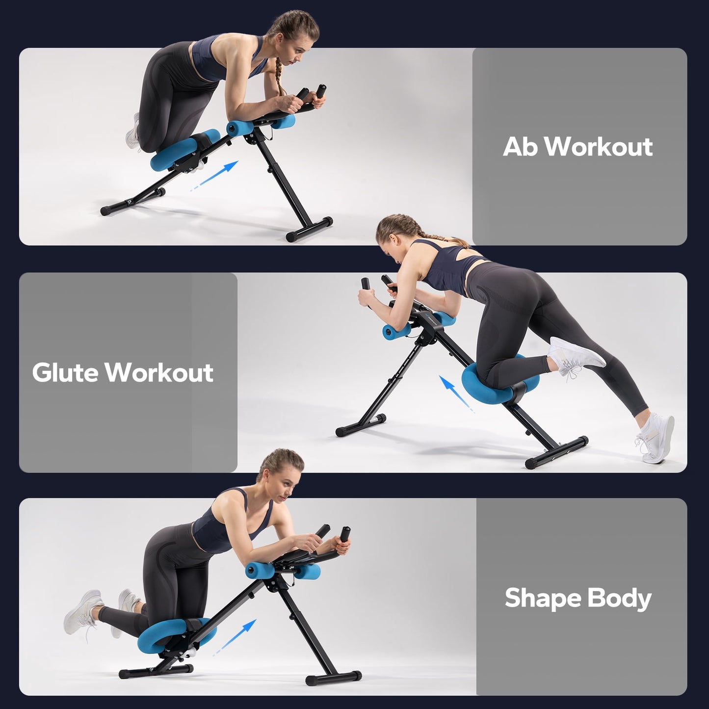 Abdominal Trainers Adjustable Ab Machine Full Body Workout for Home Gym Foldable Knee Protection Abdominal Exercise Machine for Home Core Ab Exercise System Trainer