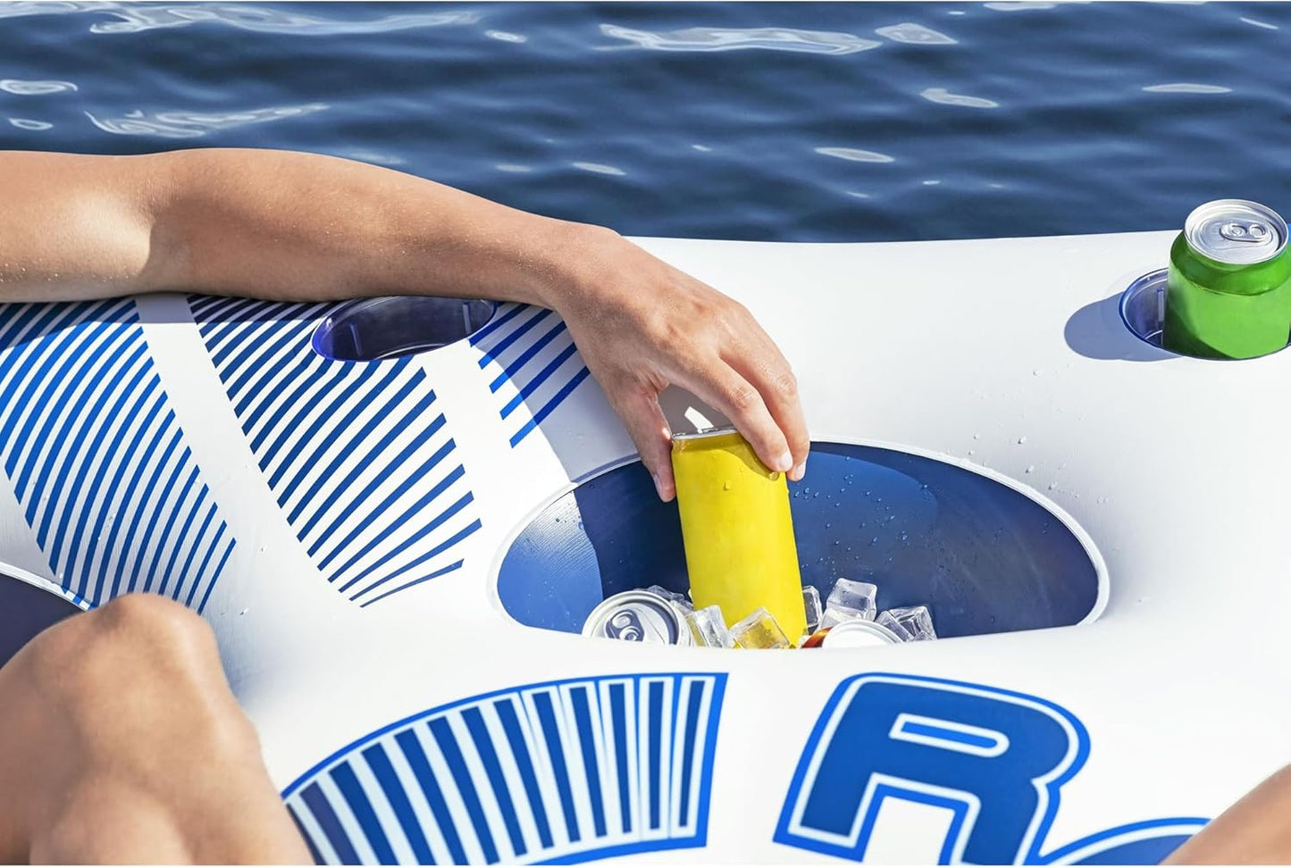 4-Person Inflatable Rapid River Floating Tube with Cup Holders & Handles