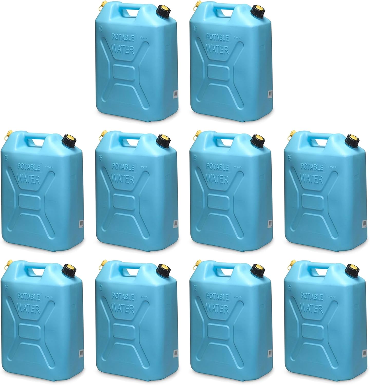 Portable Plastic Military Style Food Grade 5 Gal Water Jug Container with Reversible Spout for Camping & Emergency Storage, Blue