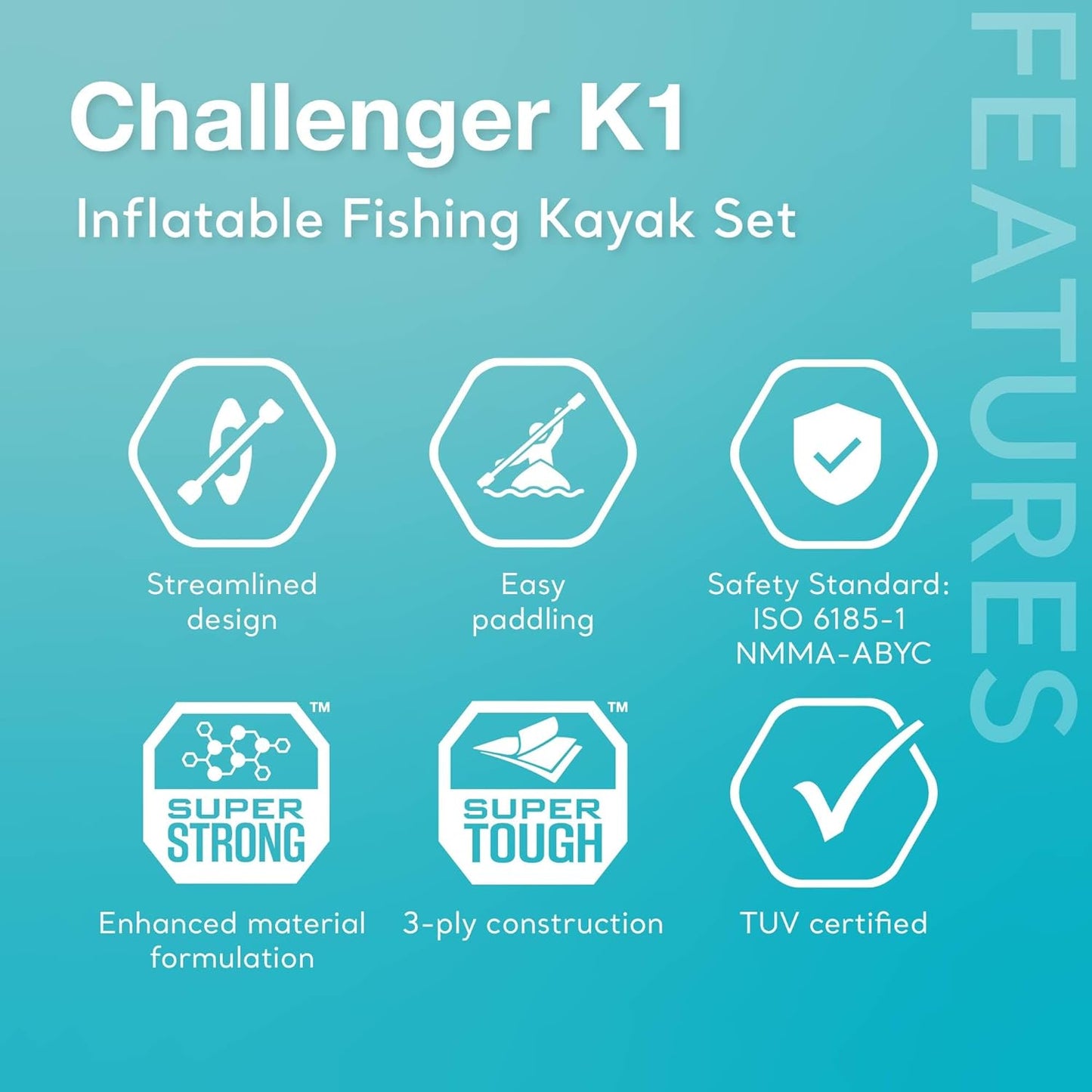 Challenger Inflatable Kayak Series: Includes Deluxe 86in Kayak Paddles and High-Output Pump – SuperStrong PVC – Adjustable Seat with Backrest – Removable Skeg – Cargo Storage Net