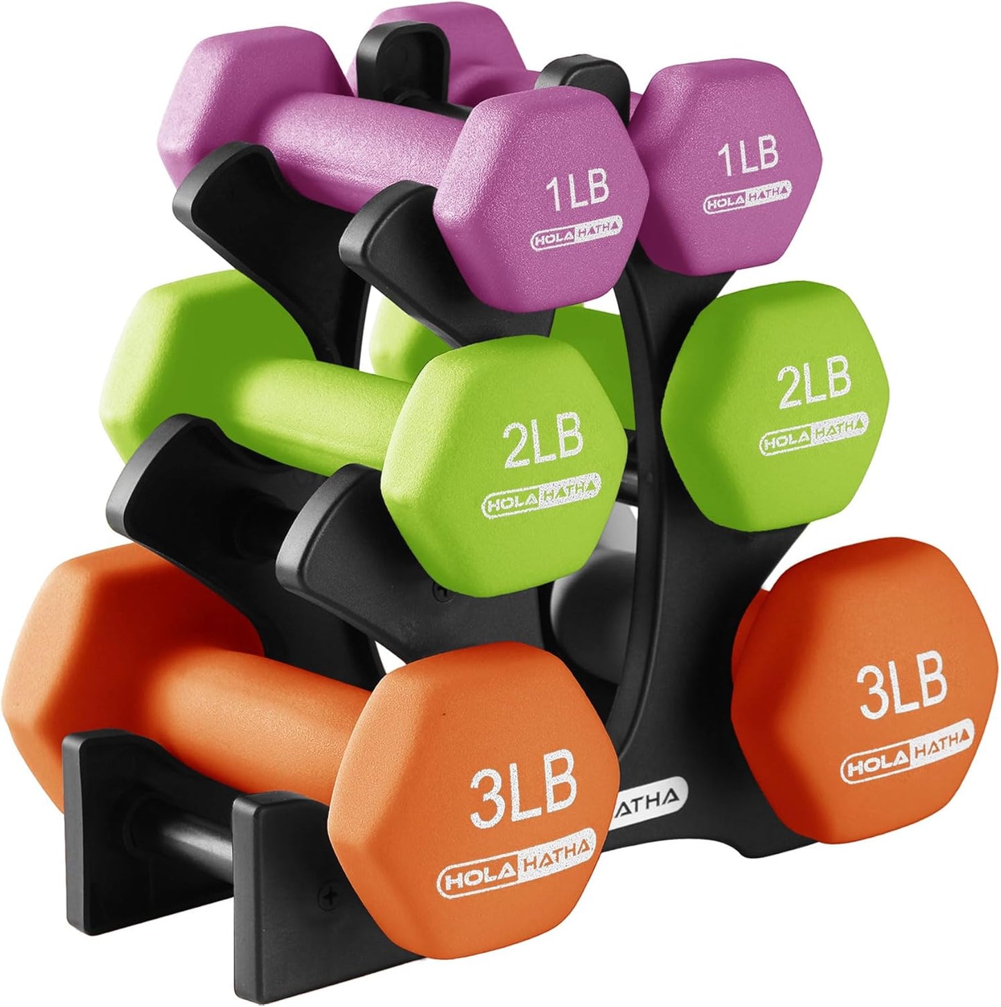 2, 3, 5, 8, and 10 Pound Neoprene Dumbbell Free Hand Weight Set with Rack, Ideal for Home Exercises to Gain Tone and Definition, Pastel
