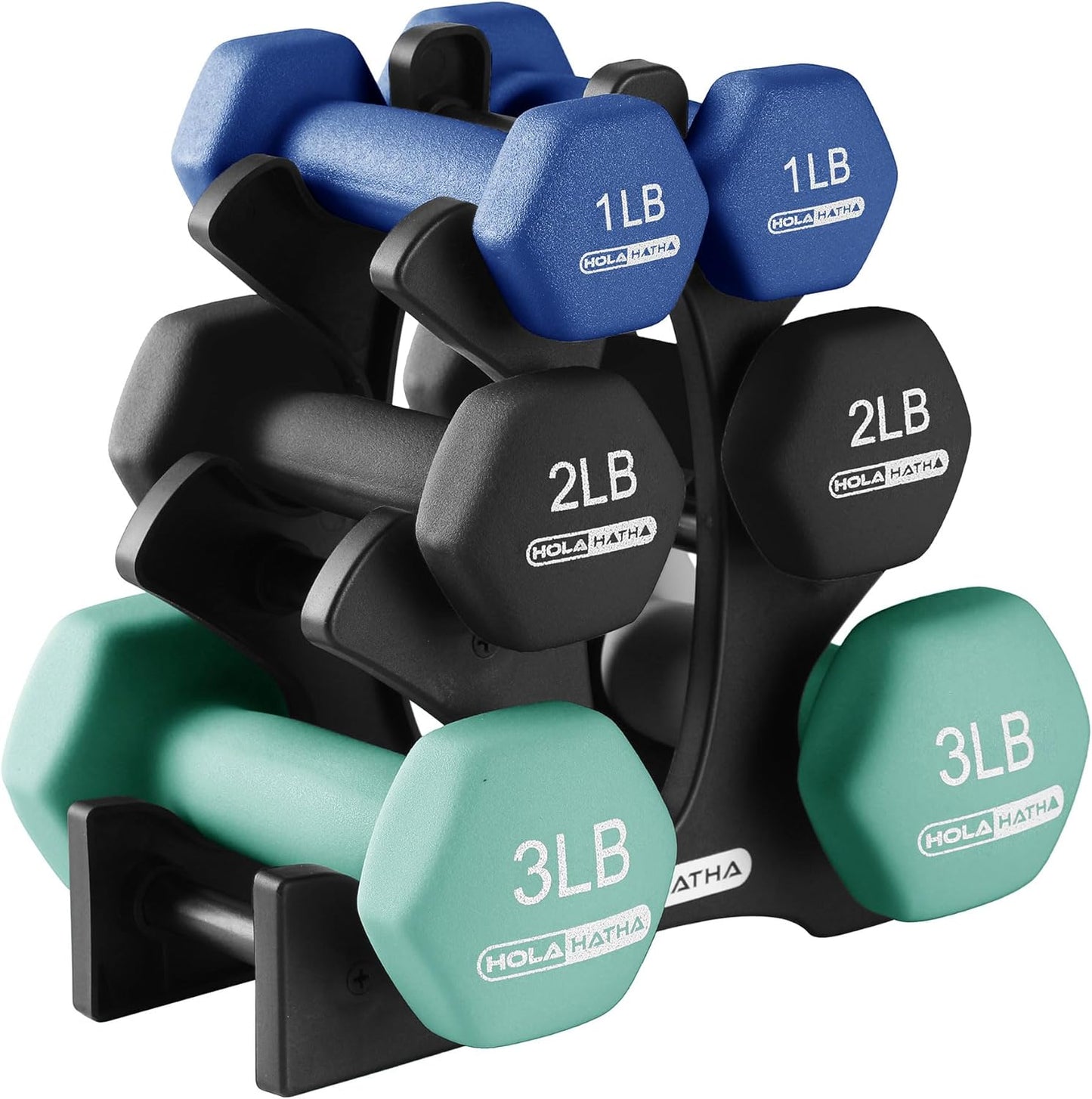 2, 3, 5, 8, and 10 Pound Neoprene Dumbbell Free Hand Weight Set with Rack, Ideal for Home Exercises to Gain Tone and Definition, Pastel