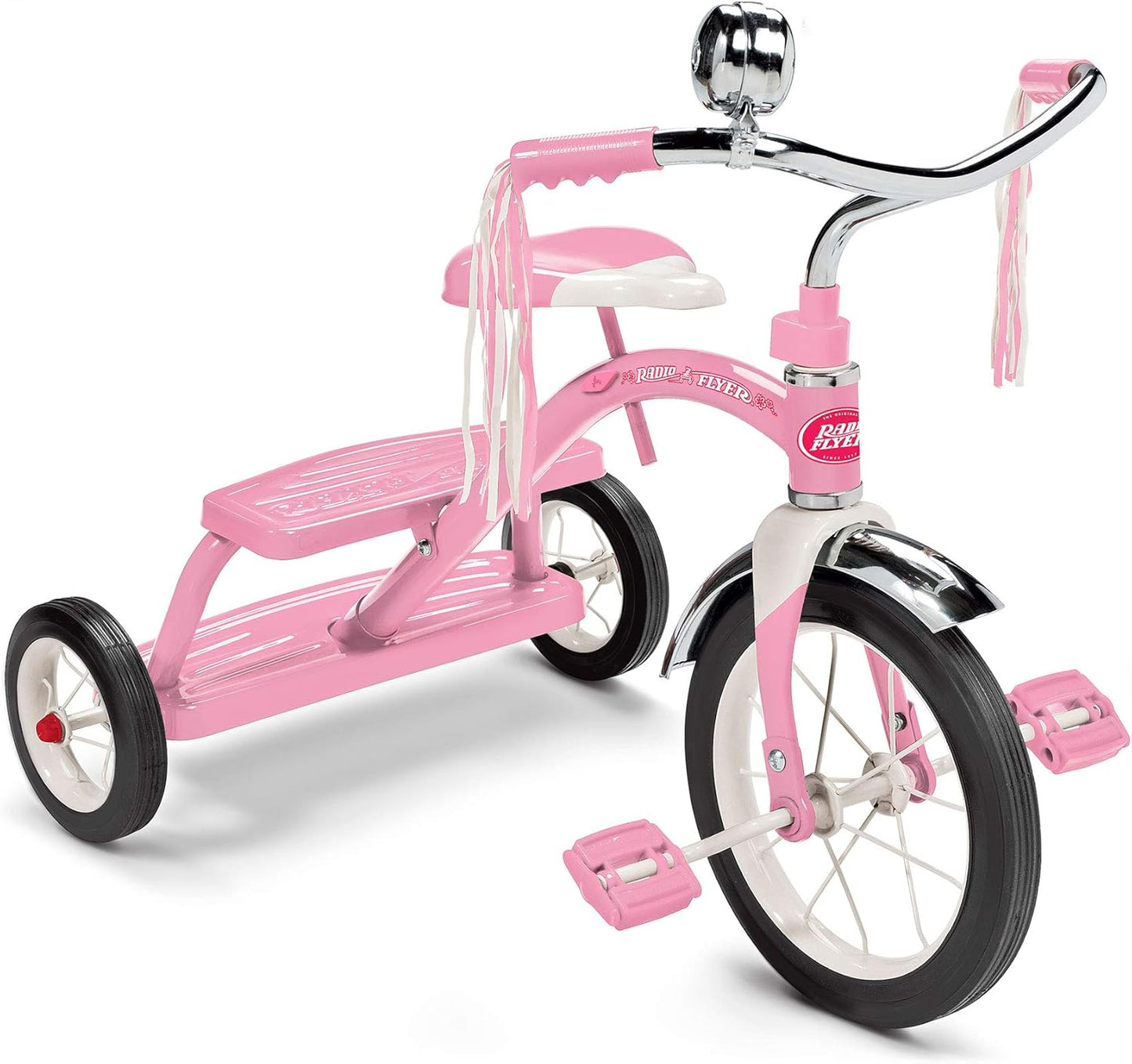 Classic 10 Inch Toddler Tricycle with Rubber Tires and Steel Frame, Red