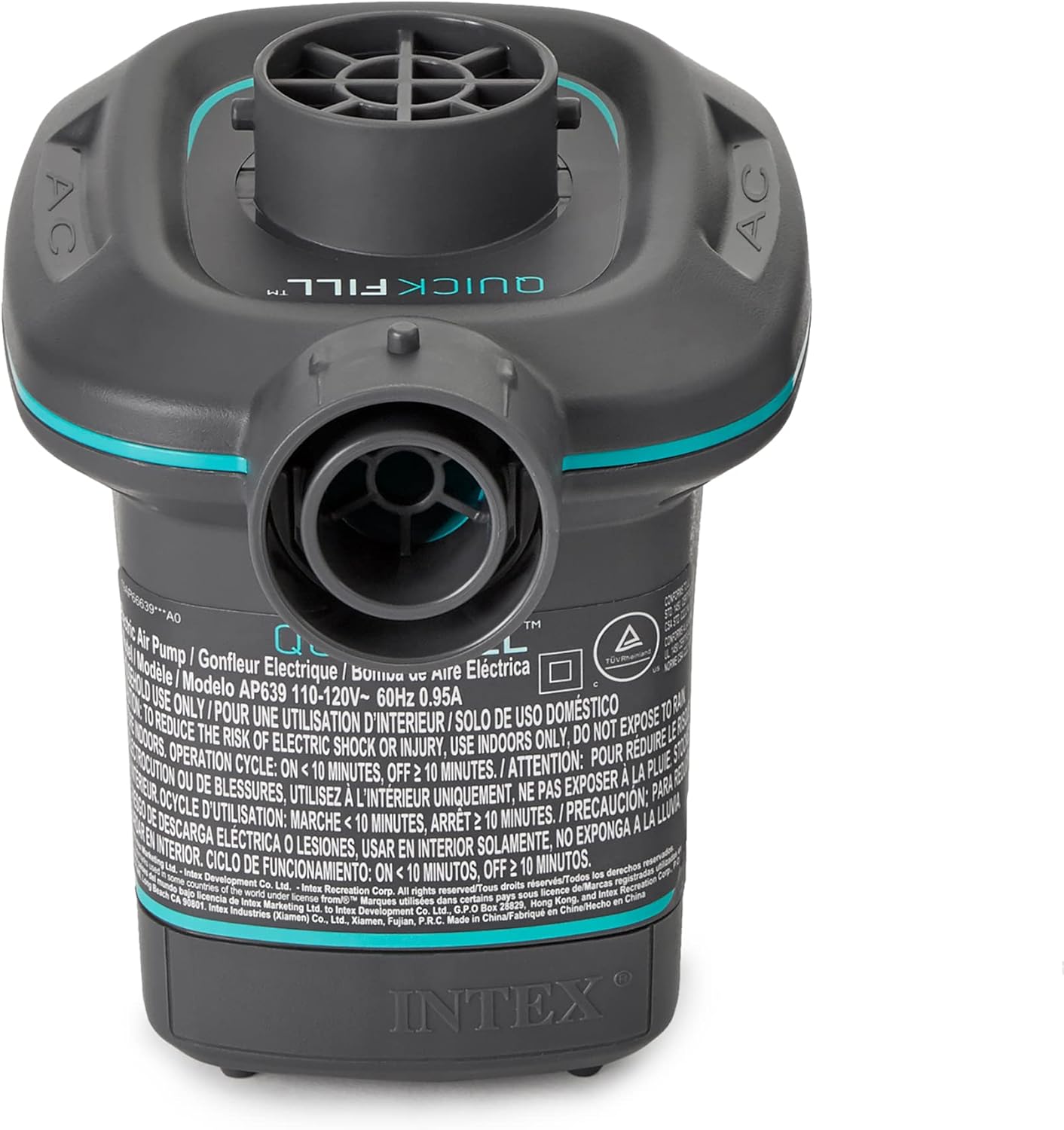 INTEX QuickFill Electric Air Pump: Inflates and Deflates Air Mattresses, Inflatable Kayaks, Boats, Toys