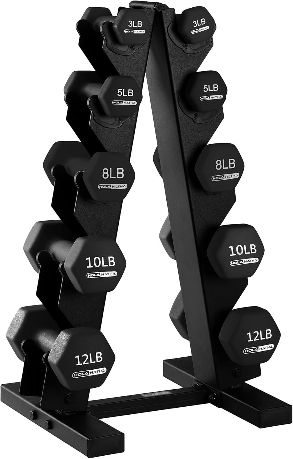 2, 3, 5, 8, and 10 Pound Neoprene Dumbbell Free Hand Weight Set with Rack, Ideal for Home Exercises to Gain Tone and Definition, Pastel