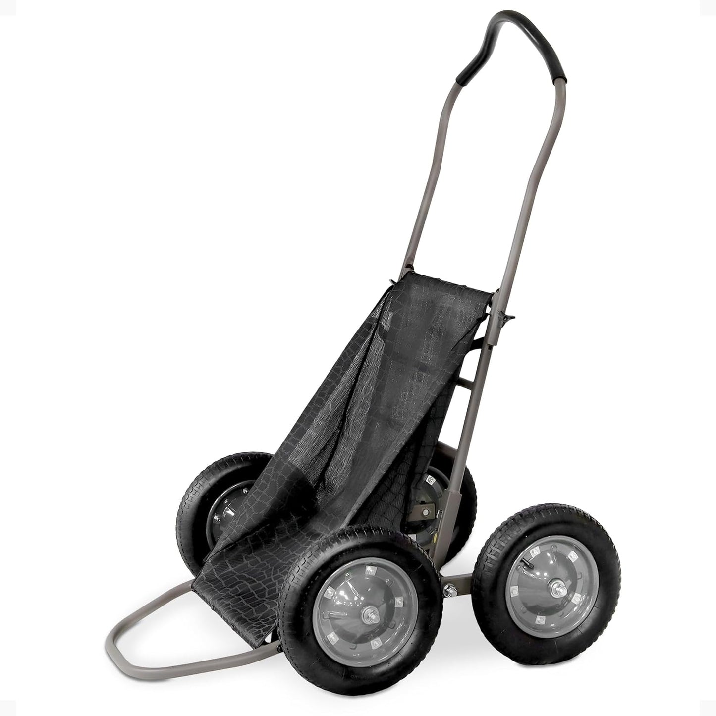 All-Terrain Multi-Use Deer Cart with Dual Pivoting Axles, 500 lb Capacity, Black - Hunting Hauler with Folding Frame and Versatile Sling for Easy Hauling of Game, Firewood & Bait
