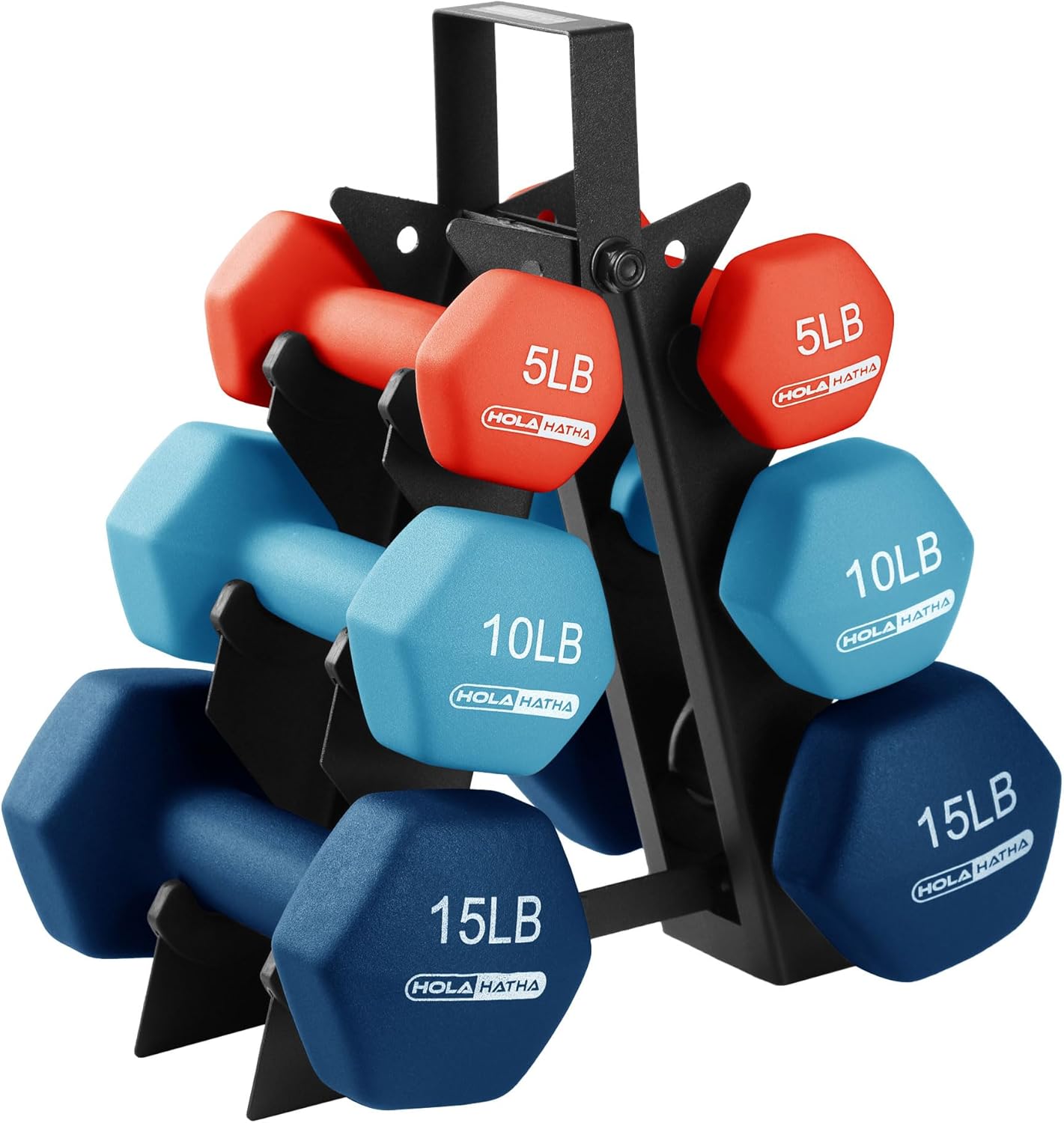 2, 3, 5, 8, and 10 Pound Neoprene Dumbbell Free Hand Weight Set with Rack, Ideal for Home Exercises to Gain Tone and Definition, Pastel
