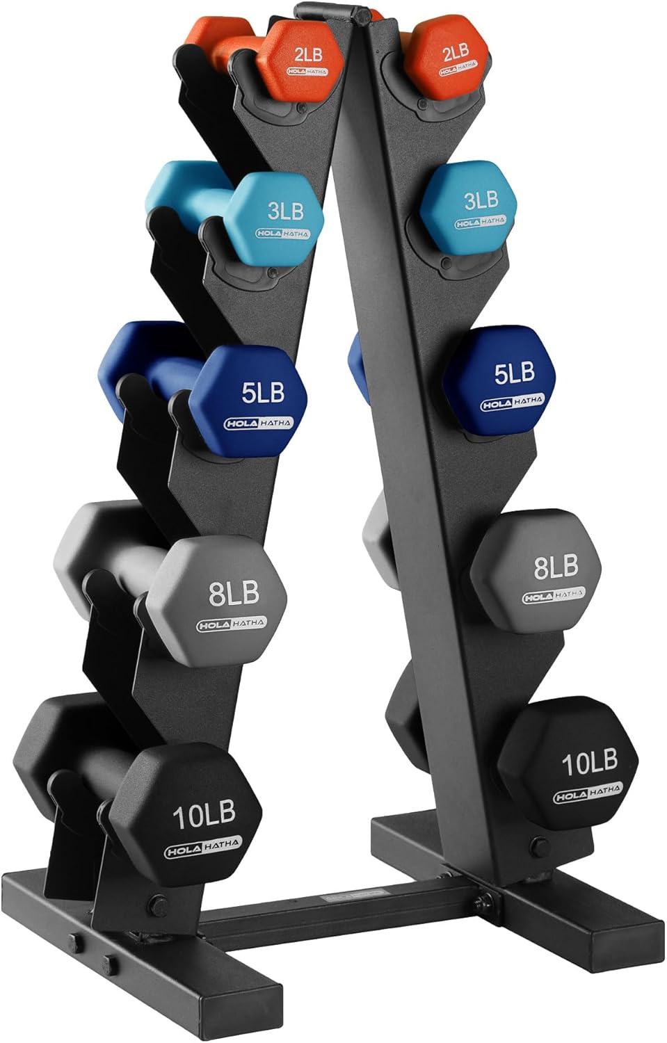 2, 3, 5, 8, and 10 Pound Neoprene Dumbbell Free Hand Weight Set with Rack, Ideal for Home Exercises to Gain Tone and Definition, Pastel
