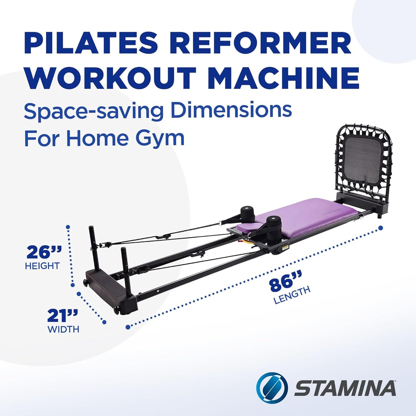 Pilates Home Gym Equipment with Cardio Rebounder, Padded Foot Bar, 4 Resistance Cords, and Workout DVDs