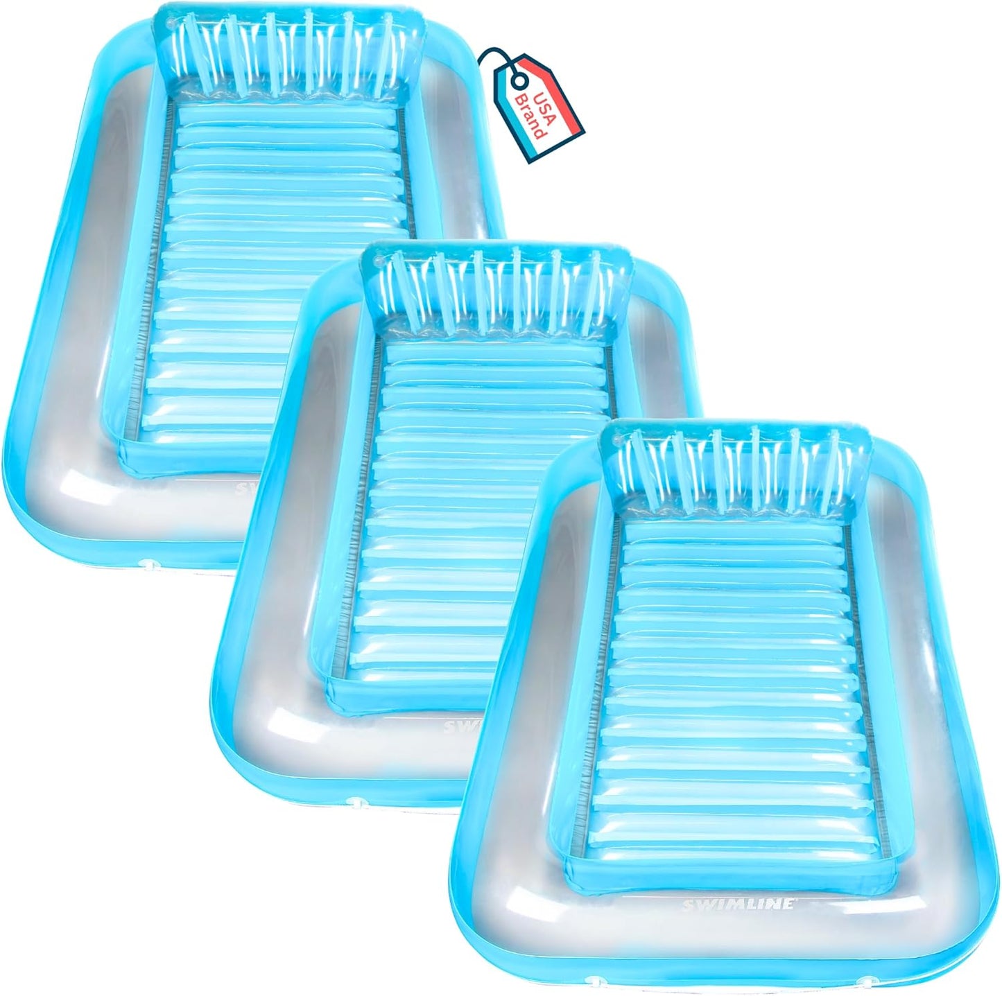 Suntan Tub, Classic Inflatable Tanning Lounge Float with Adjustable Pillow, 71" Long - Outdoor Floating Lounger for Lake, River, Beach & Swimming Pool, Includes Rope Surround & Repair Patch