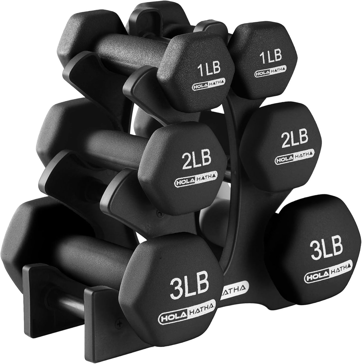 2, 3, 5, 8, and 10 Pound Neoprene Dumbbell Free Hand Weight Set with Rack, Ideal for Home Exercises to Gain Tone and Definition, Pastel