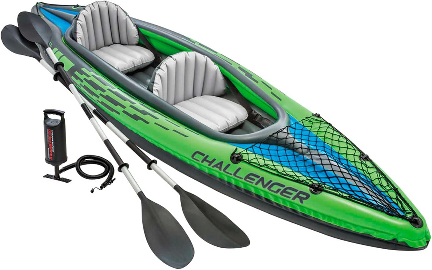 Challenger Inflatable Kayak Series: Includes Deluxe 86in Kayak Paddles and High-Output Pump – SuperStrong PVC – Adjustable Seat with Backrest – Removable Skeg – Cargo Storage Net