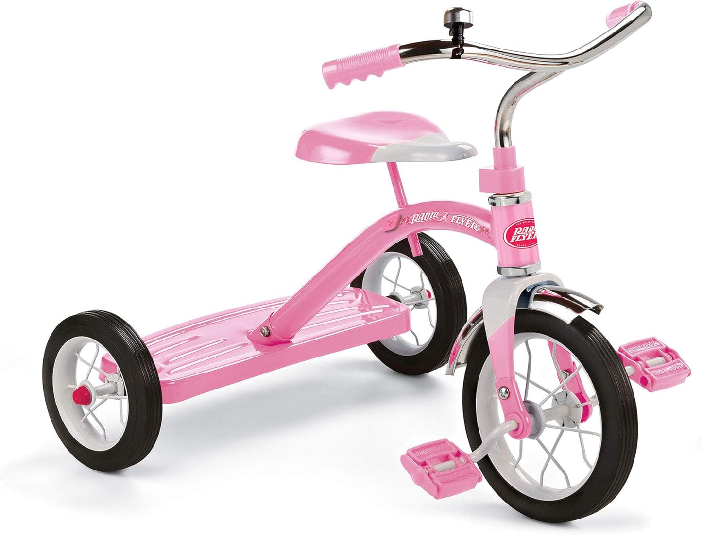 Classic 10 Inch Toddler Tricycle with Rubber Tires and Steel Frame, Red