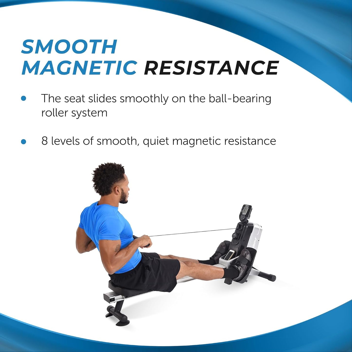 Magnetic Rower - Rower Machine with Smart Workout App - Rowing Machine with Magnetic Resistance for Home Gym Fitness - Up to 250 lbs Weight Capacity