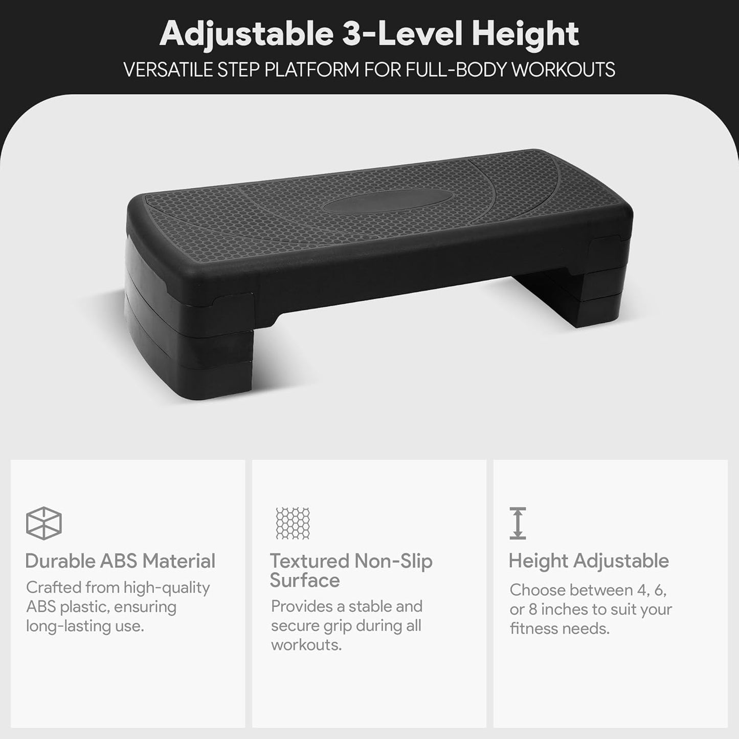 Aerobic Exercise Step Platform with Raisers, Home & Gym Workout Stepper