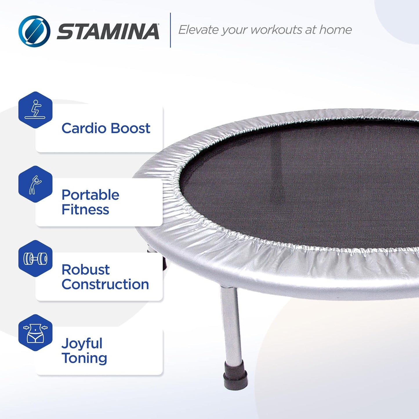 Stamina Mini Fitness Trampoline w/Smart Workout App