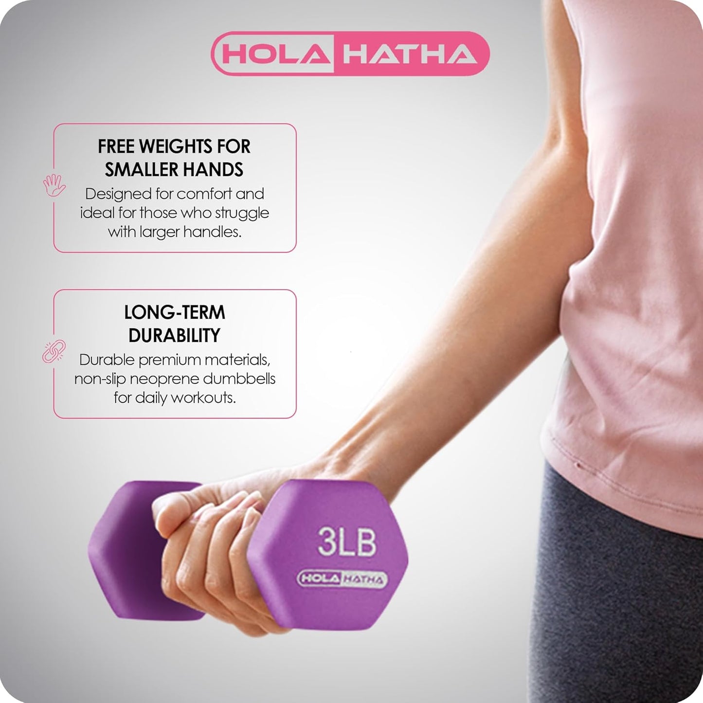 2, 3, 5, 8, and 10 Pound Neoprene Dumbbell Free Hand Weight Set with Rack, Ideal for Home Exercises to Gain Tone and Definition, Pastel