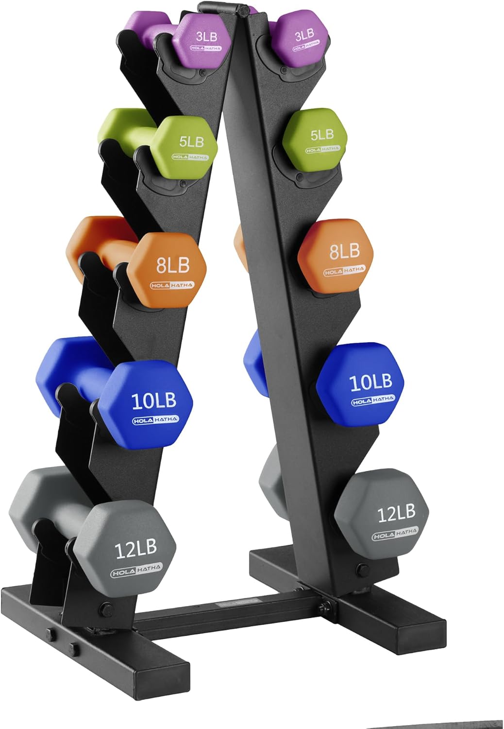 2, 3, 5, 8, and 10 Pound Neoprene Dumbbell Free Hand Weight Set with Rack, Ideal for Home Exercises to Gain Tone and Definition, Pastel