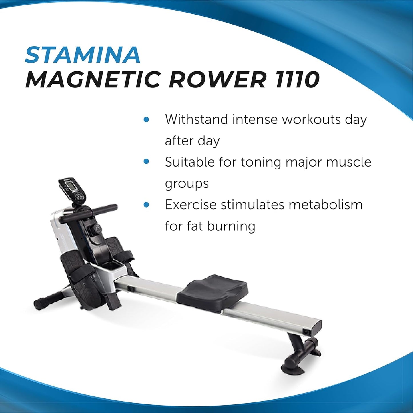 Magnetic Rower - Rower Machine with Smart Workout App - Rowing Machine with Magnetic Resistance for Home Gym Fitness - Up to 250 lbs Weight Capacity