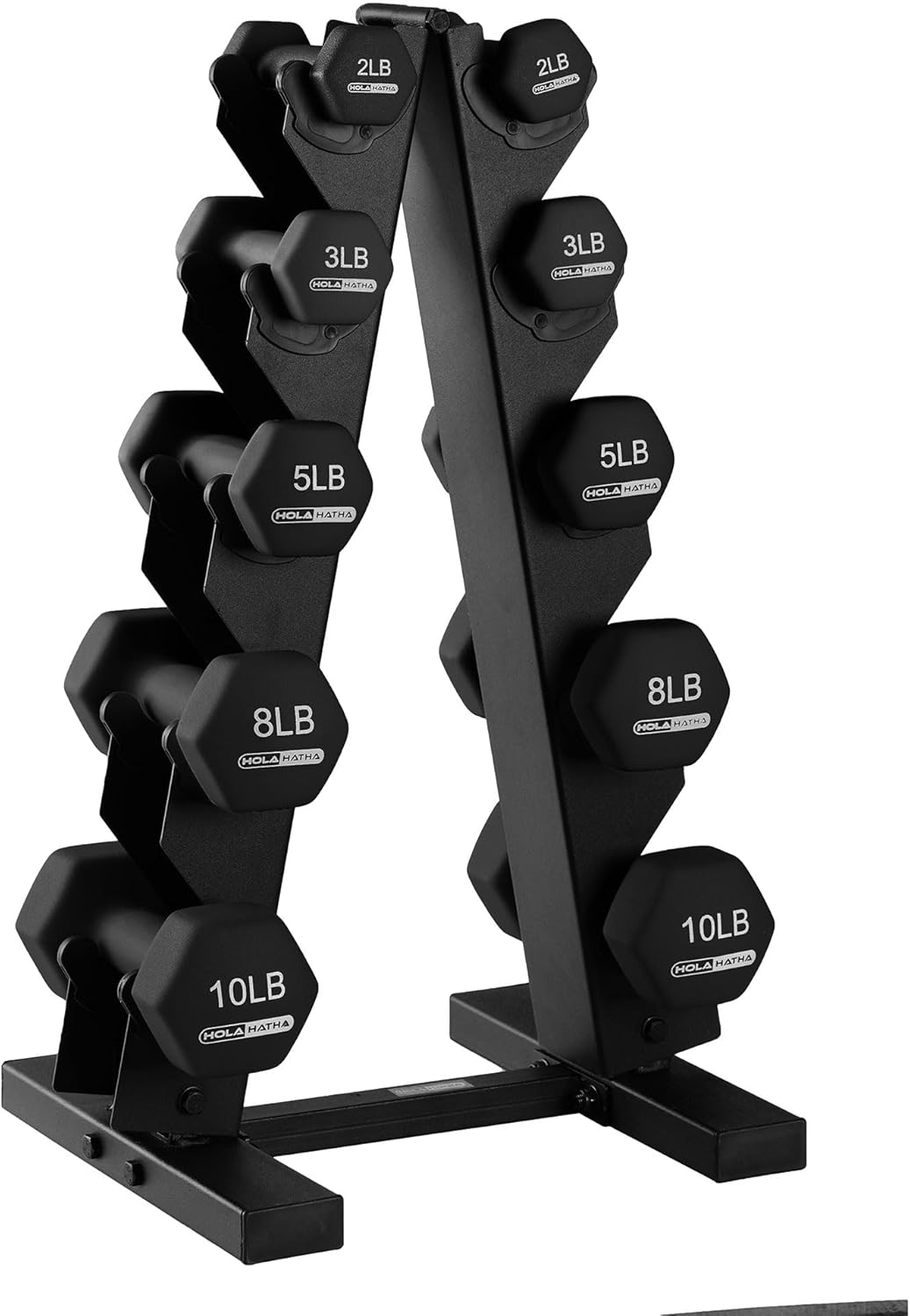 2, 3, 5, 8, and 10 Pound Neoprene Dumbbell Free Hand Weight Set with Rack, Ideal for Home Exercises to Gain Tone and Definition, Pastel
