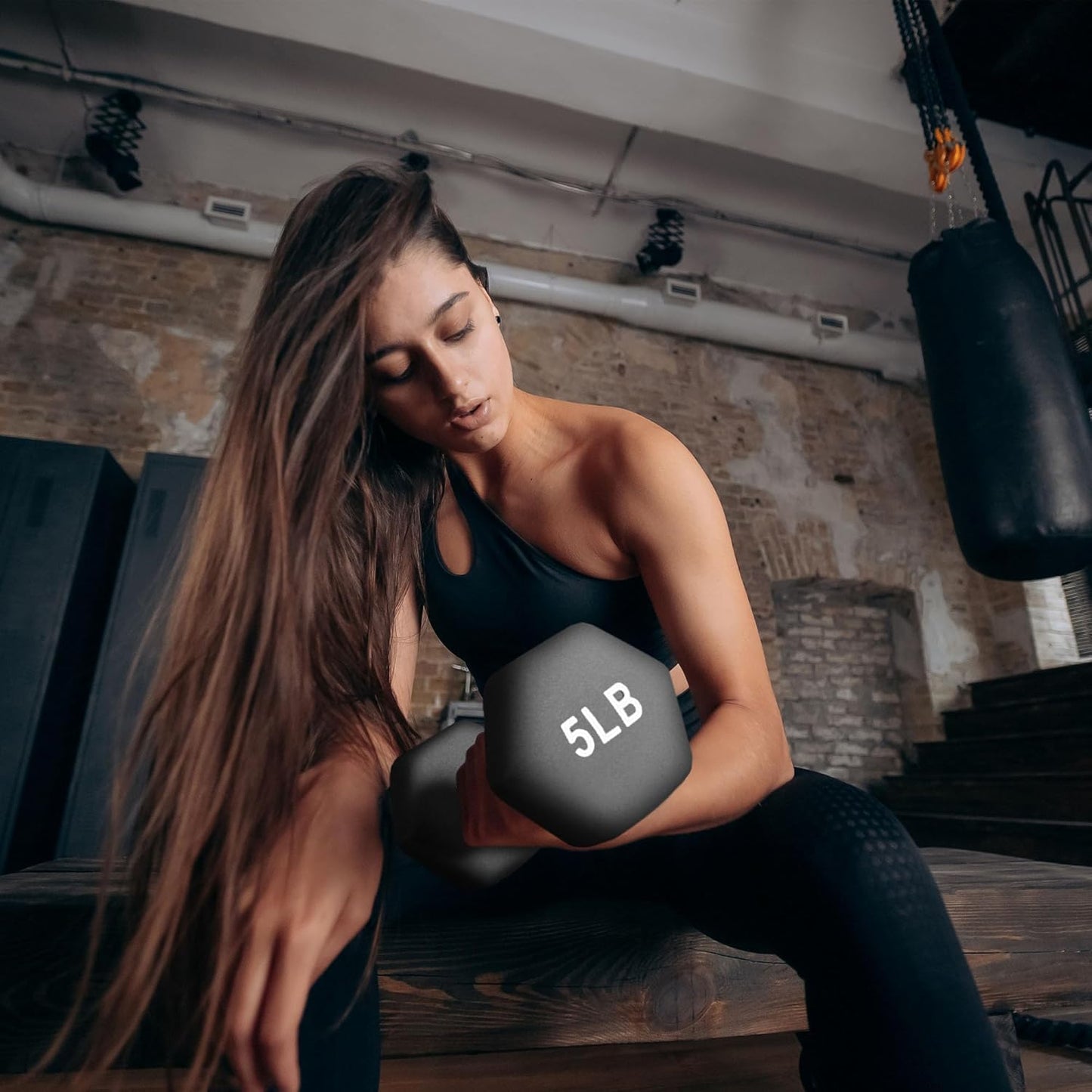 Colored Neoprene Coated Dumbbell Set with Stand, Multiple Sizes