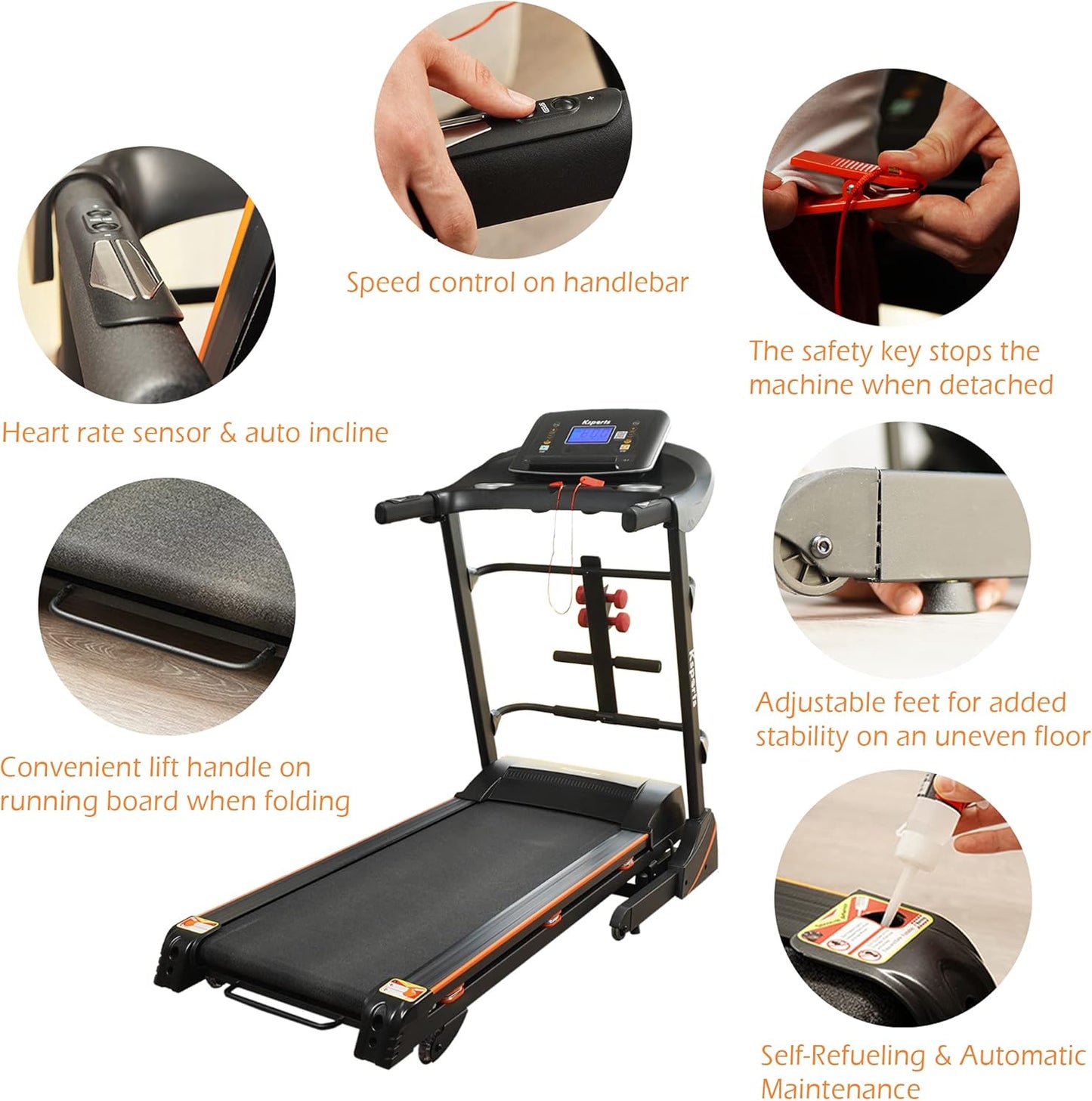 Foldable 16.5 Inch Cardio Fitness Portable Treadmill with Bluetooth Connectivity, LCD Display, and Tracking Apps for Home Gym Equipment, Black