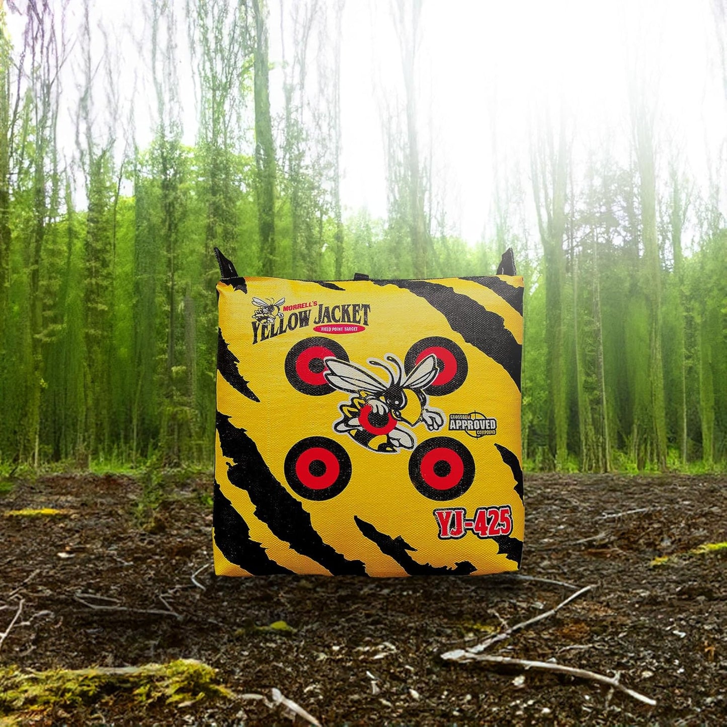 YJ-425 Outdoor Portable Adult Field Point Archery Bag Target with 2 Shooting Sides, 10 Bullseyes, and Carry Handle, Yellow