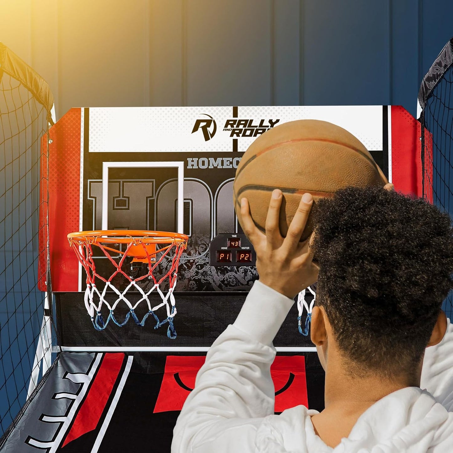 2 Player Indoor Hoop Basketball Arcade Game w/Preset Games and Scoreboard