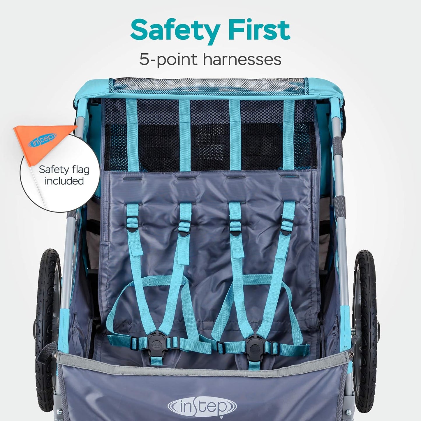 Kids Bike Trailer, Single or Double Seat, Universal Coupler, Folding Frame, Quick-Release Wheels, Canopy with Bug Screen and Weather Shield, Bike Trailer for Kids