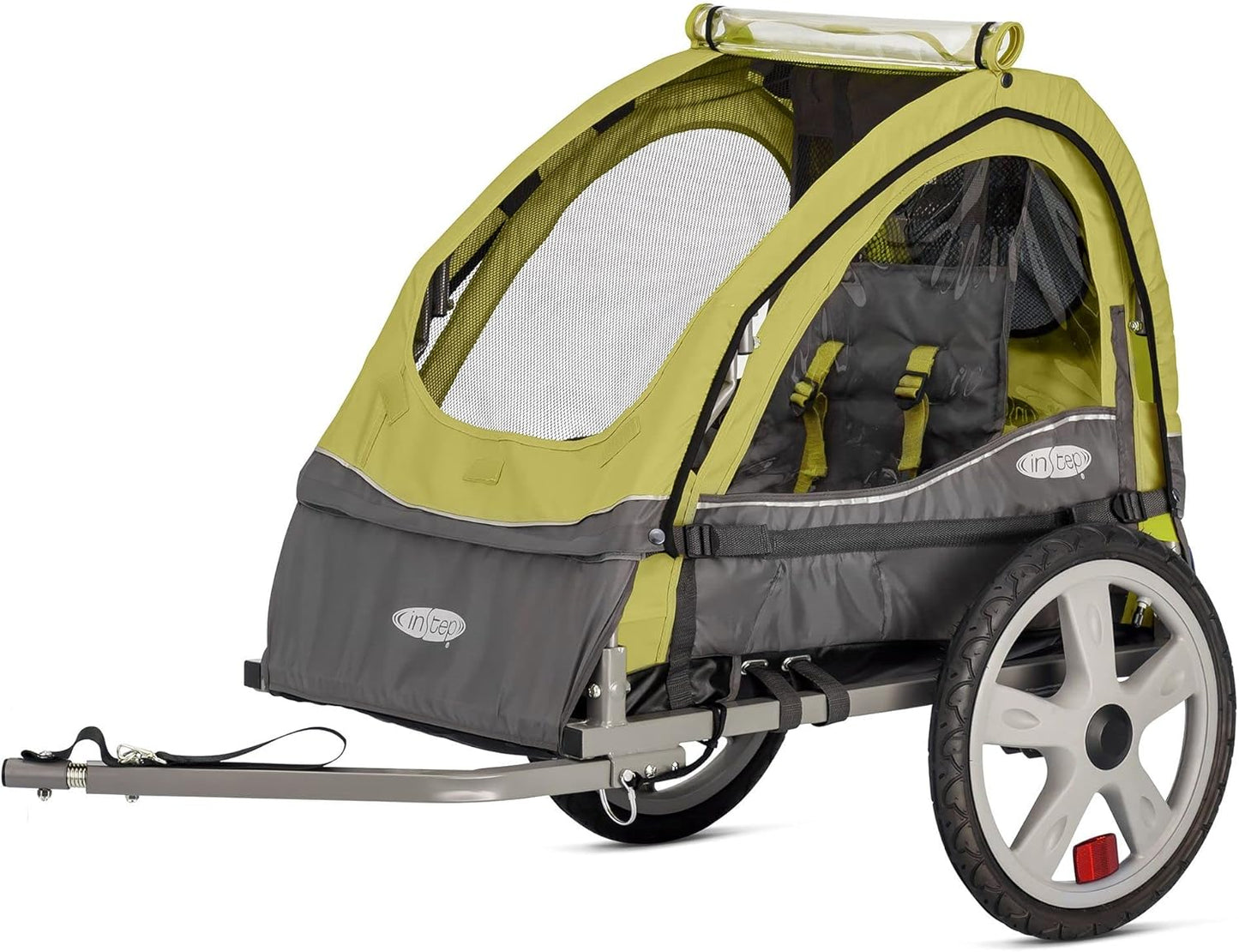 Kids Bike Trailer, Single or Double Seat, Universal Coupler, Folding Frame, Quick-Release Wheels, Canopy with Bug Screen and Weather Shield, Bike Trailer for Kids