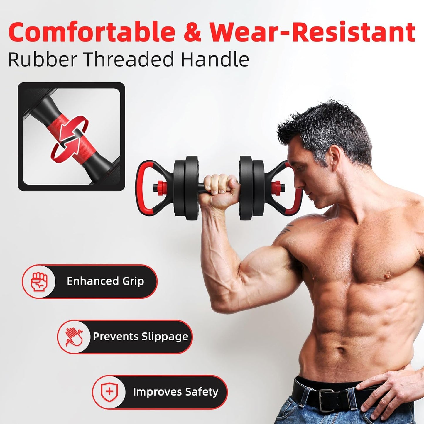 Multi-Functional Portable Changeable Dumbbell and Barbell Kettlebell Set with Adjustable Weights, Multiple Styles, 40LBS or 60LBS Sets