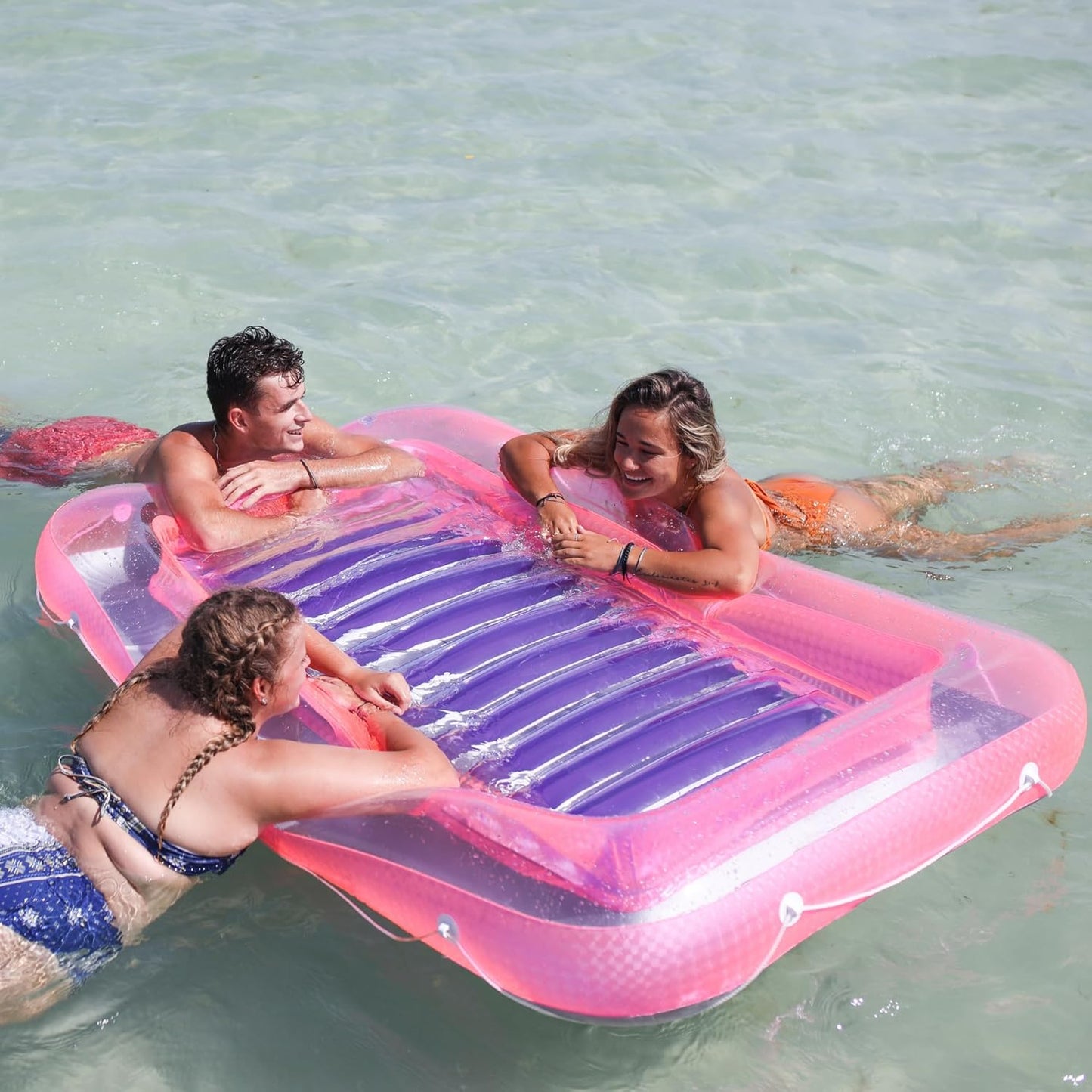 Suntan Tub, Classic Inflatable Tanning Lounge Float with Adjustable Pillow, 71" Long - Outdoor Floating Lounger for Lake, River, Beach & Swimming Pool, Includes Rope Surround & Repair Patch