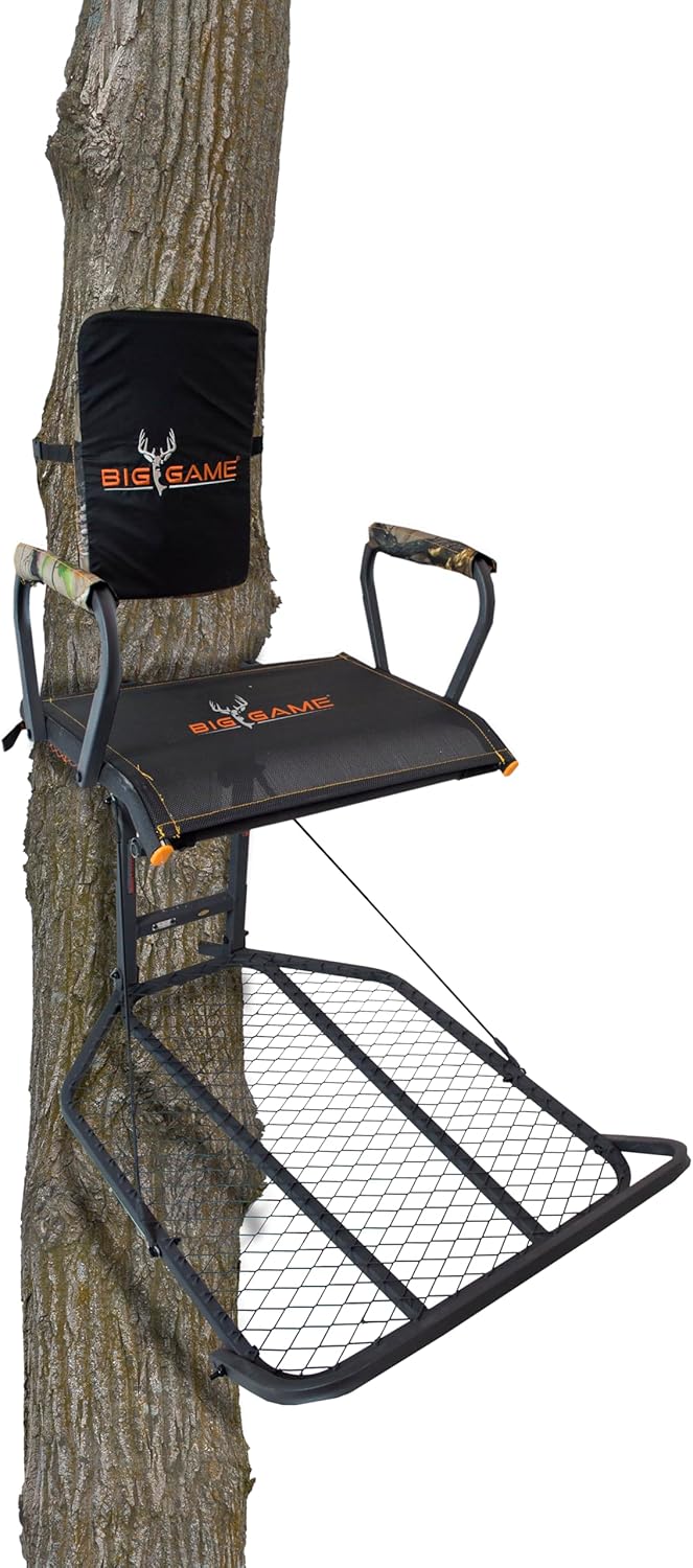 Hang-On Treestand, Lightweight Steel Construction w/Flip-Back Flex-Tek Seat, 300 lbs Weight Rating, 24"x30" Foot Platform